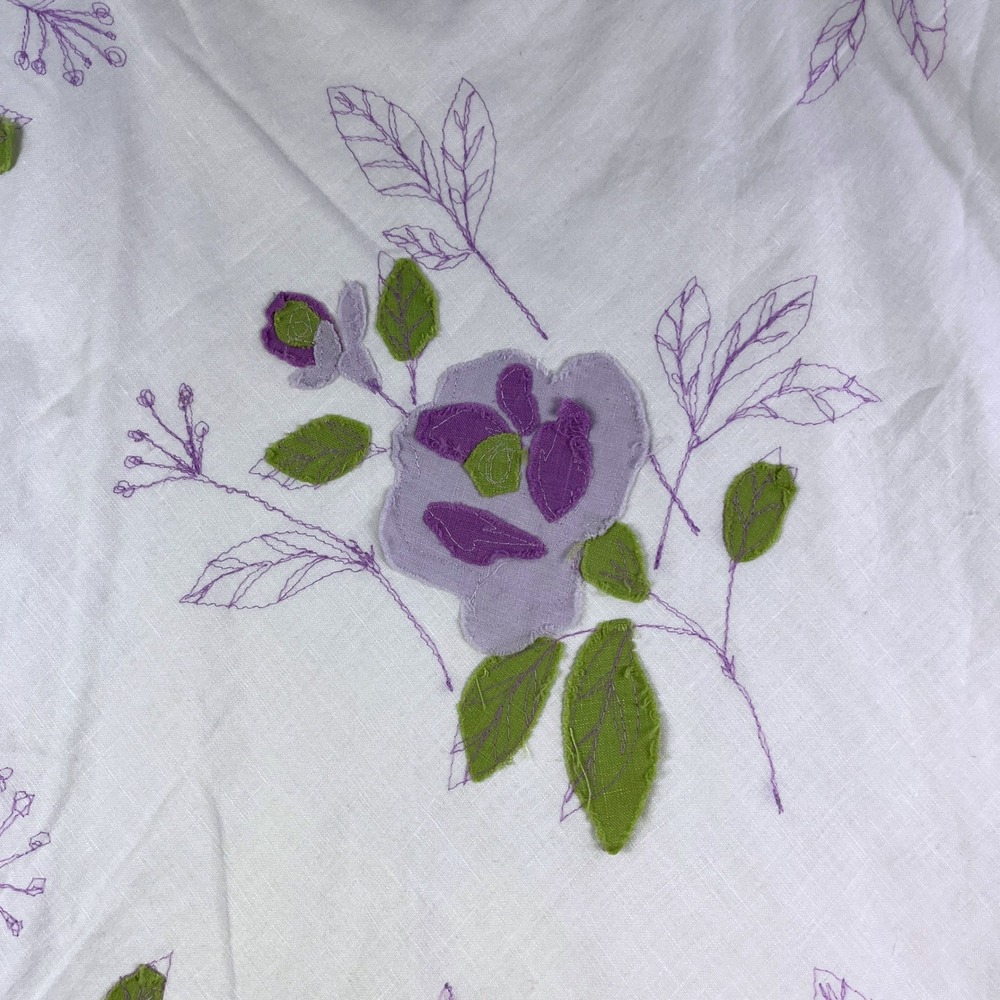 Vintage 90's Karen Kane Skirt White Floral Print A Line Midi Size 14 Linen Blend - Picture 3 of 5